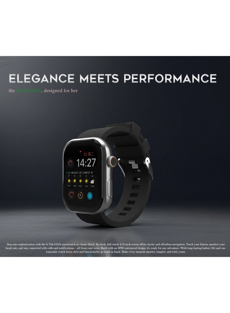 G-Tab GLS1 Smartwatch for Women, Bluetooth Calling, 1.75” Full Touch Screen, Heart Rate, Sleep & Fitness Tracker, IP68 Waterproof, Compatible with Android & iOS – Black - Image 5